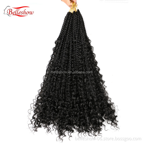 Hot sell Factory Price wholesale wavy synthetic Hair Extensions River locs 3X Box Crotchet Braids curly box braids